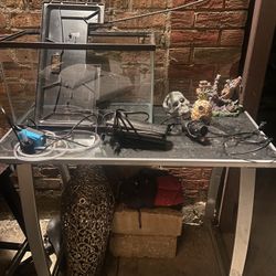 10 gallon fish tank with accessories, and filters 