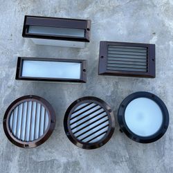 Lot Of 6 PCs Mixed Shapes National Specialty Xenon Wall Step Lights Bronze and black. Units comes as shown