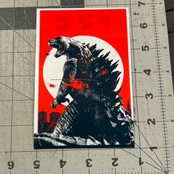 Godzilla Red Moon Sticker - glossy water resistant