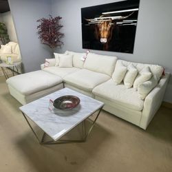 Pluma Ivory Fabric Modular Sectional / 4pc     