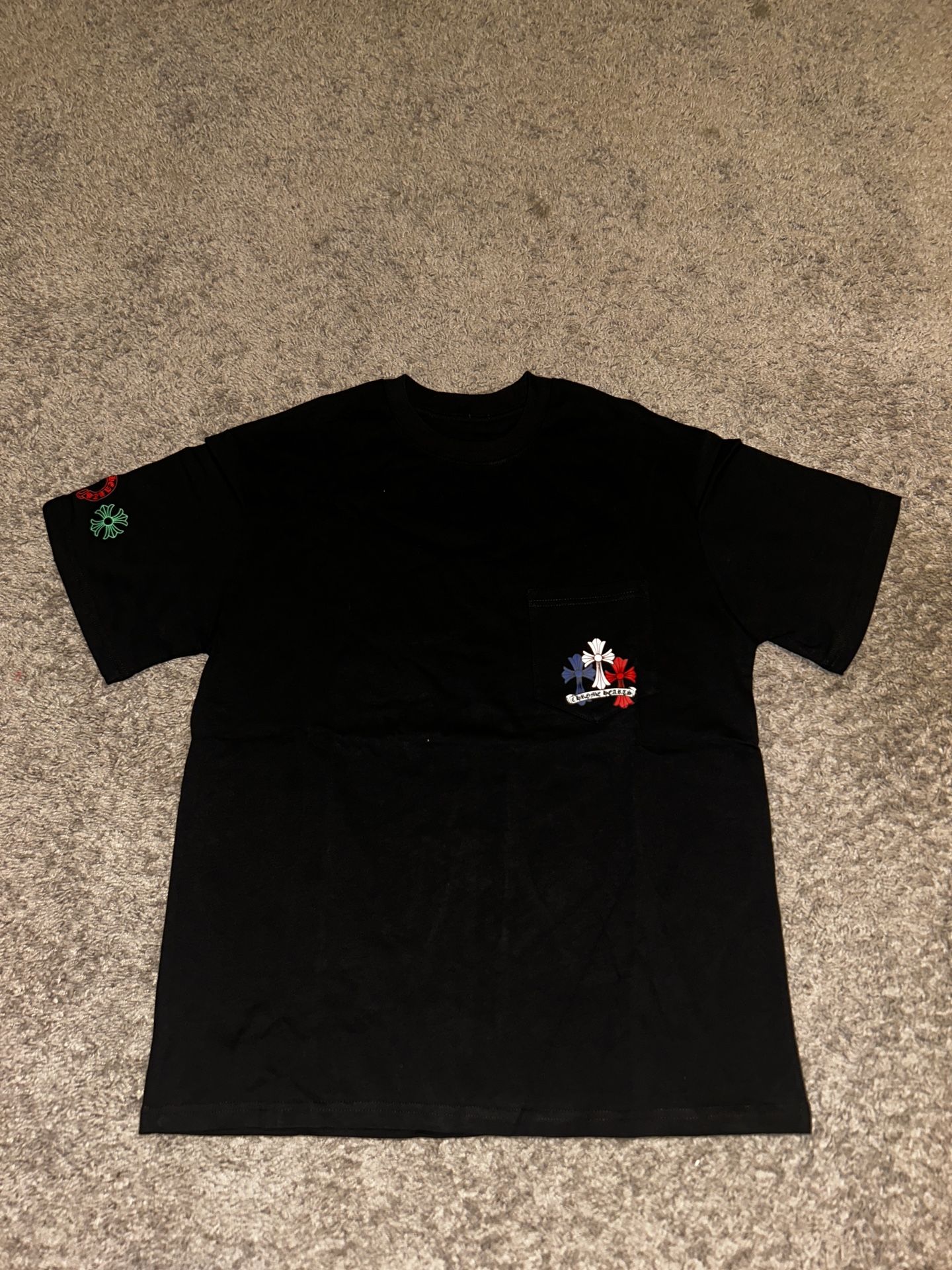 Chrome Hearts Black Tee Medium Multicolor Cross Cemetery Design