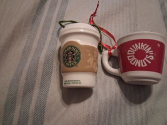 Starbucks & Dunkin' Donuts Mini Cup Ornaments
