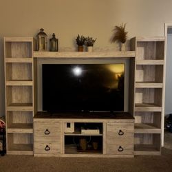 Entertainment Center with Side Bookcases