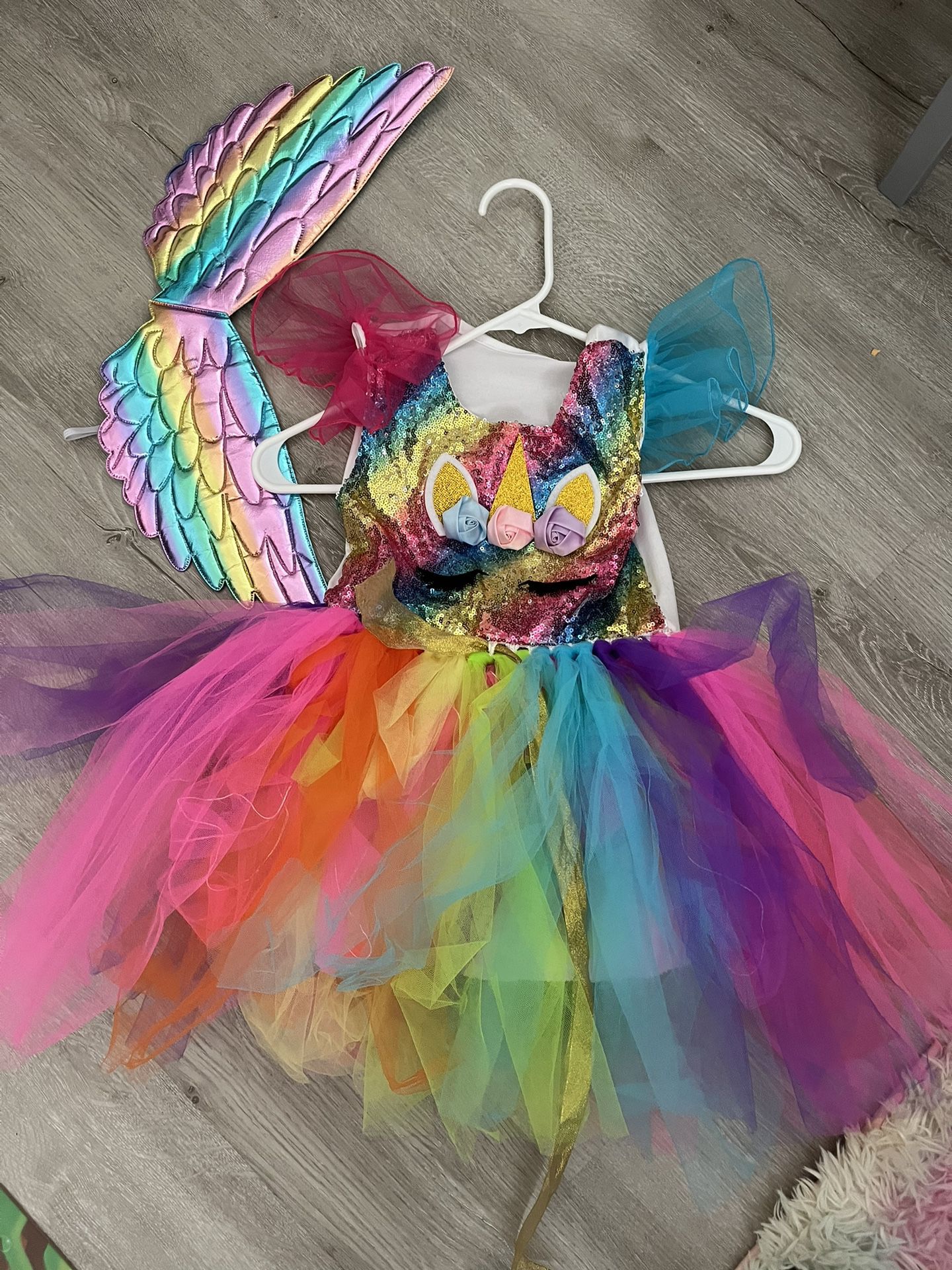 Rainbow Mermaid Dress With Wings 