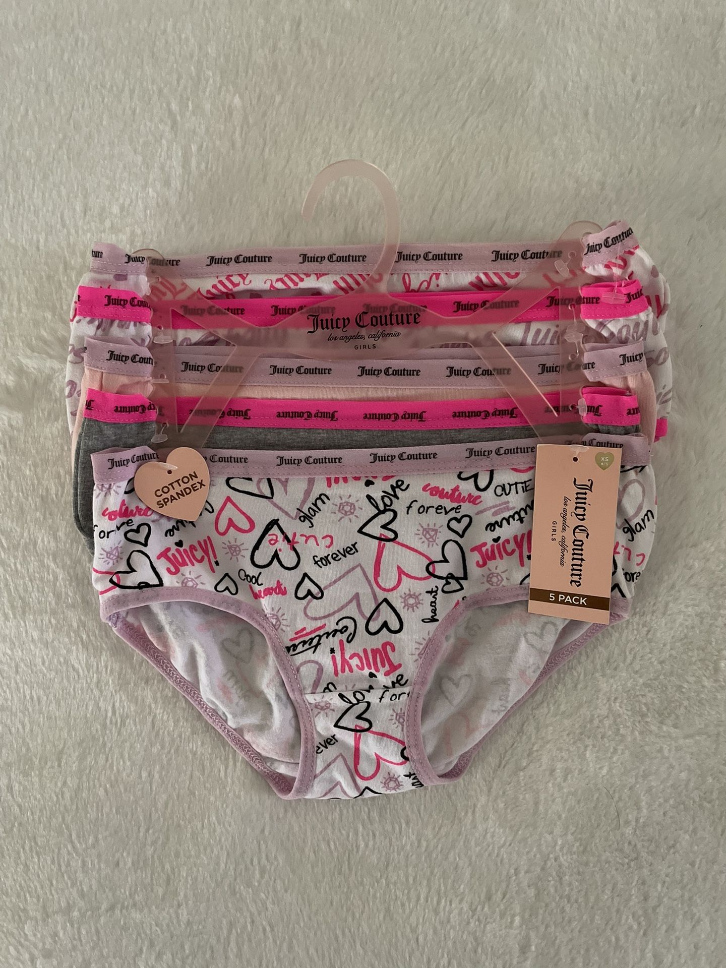 Juicy Couture girl’s cotton spandex logo underwear size XS 4/5 kid’s - NEW