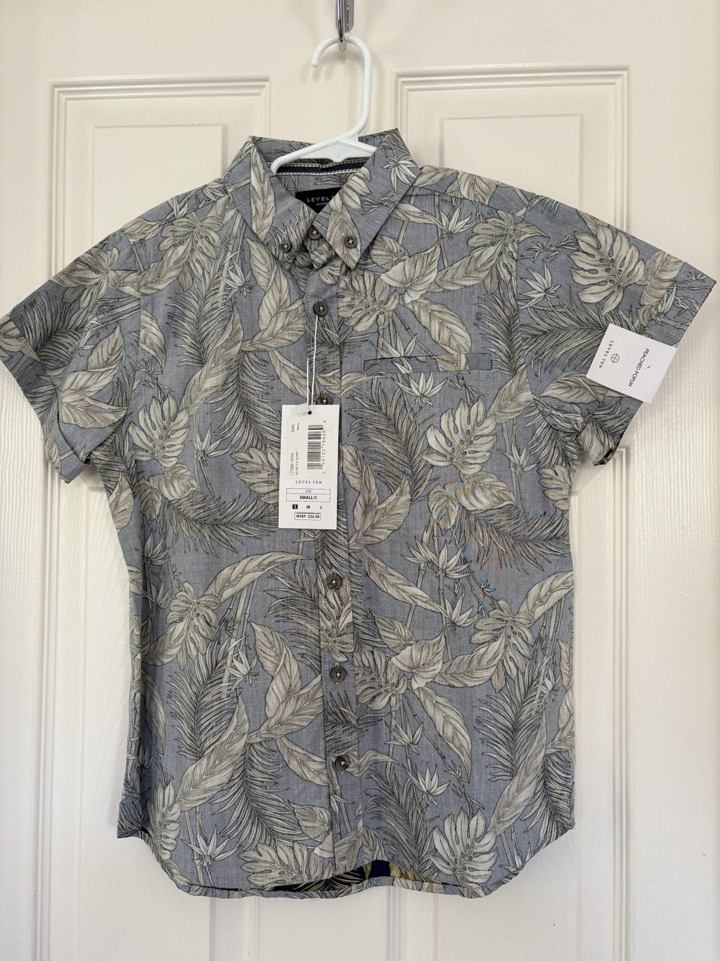 Level Ten authentic island boys short sleeve button up Top shirt size 8 small Brand New Simi Valley