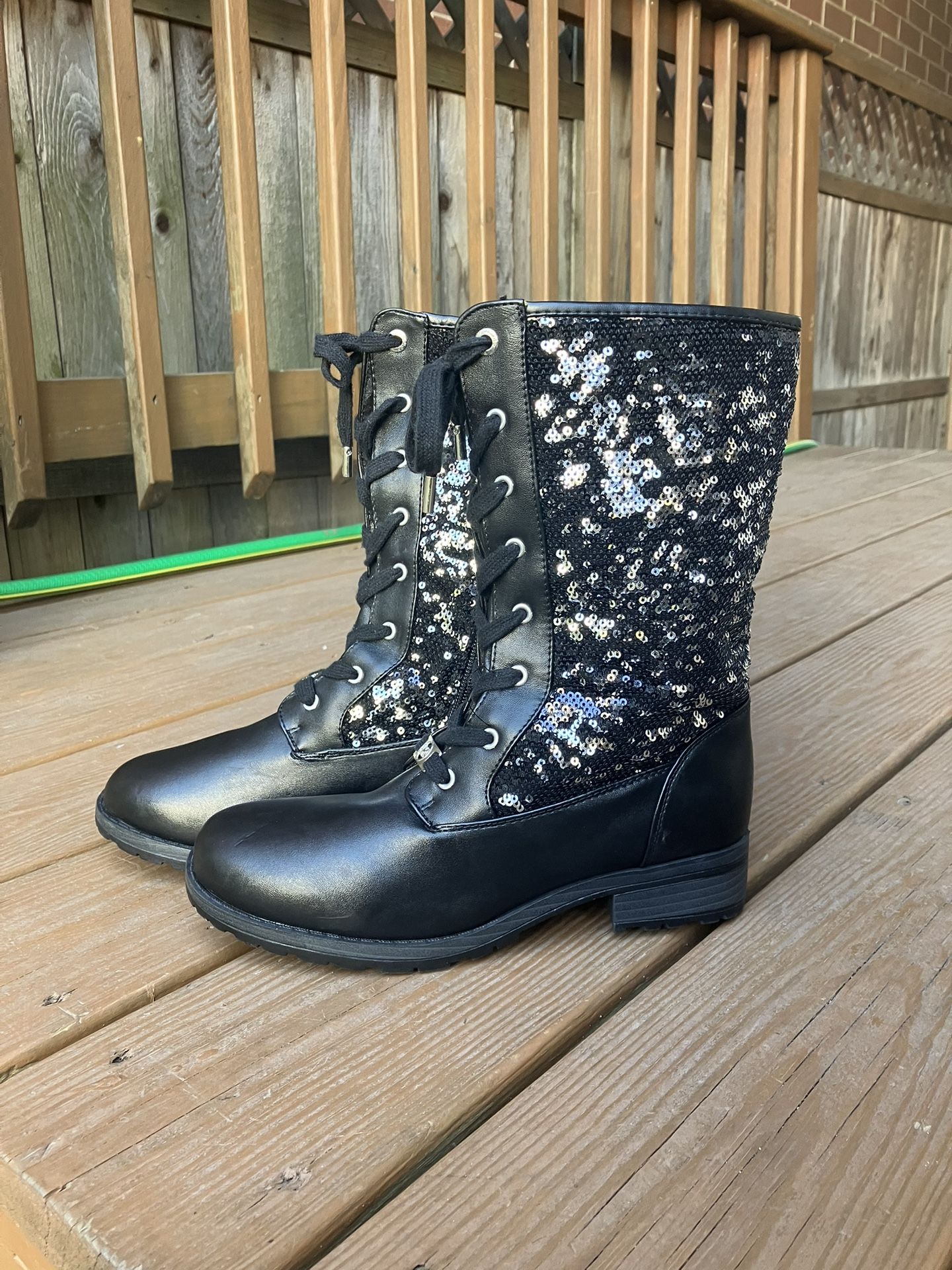 Michael Kors Marcella Reversible Sequin Lace/Zipper Boots - Size 5 - Excellent Condition