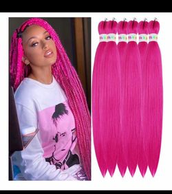6Pack Pre Stretched Braiding Hair Hot Pink Braid Hair Prestretched Braiding Hair Box Braiding Hair Magenta Pink Braiding Hair Pre Stretched 26ich