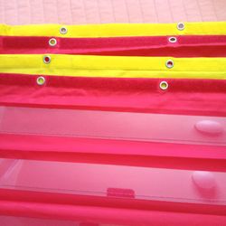 Red or Yellow Lakeshore  Space -Saver Pocket Char pockets hold dozens of word or pictures) (18 & 1/2 X 33 & 1/2) ( $8.00 Per sheet)(Each sheet w/velcr