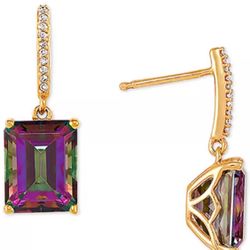 Mystic Topaz (5-3/4 ct. t.w.) & Diamond (1/20 ct. t.w.) Drop Earrings in 14k Gold