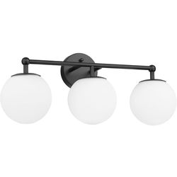 Black Vanity Lights for Bathroom, Farmhouse Bathroom Light Fixtures 3-Light Over Mirror with Milky