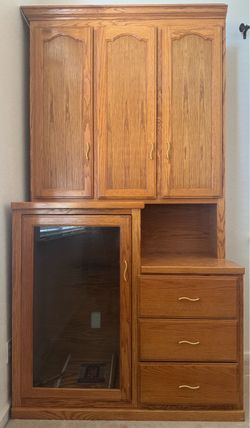 Oak storage cabinet