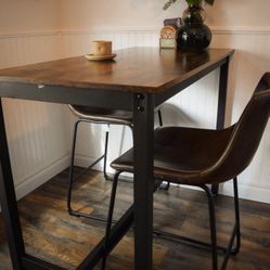Rustic Brown/black Bar Table