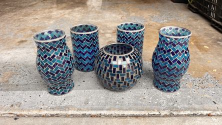 Set Of 5 Outdoor Vase/Candle Holders 