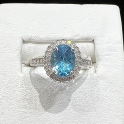 💫 Amazing 14K Blue Topaz With Natural Diamonds✨