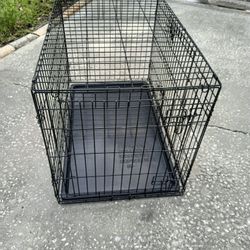 Large Black Wire Foldable 2 Door Dog Crate Cage With Tray