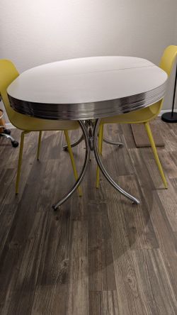 Retro vinyl and metal table