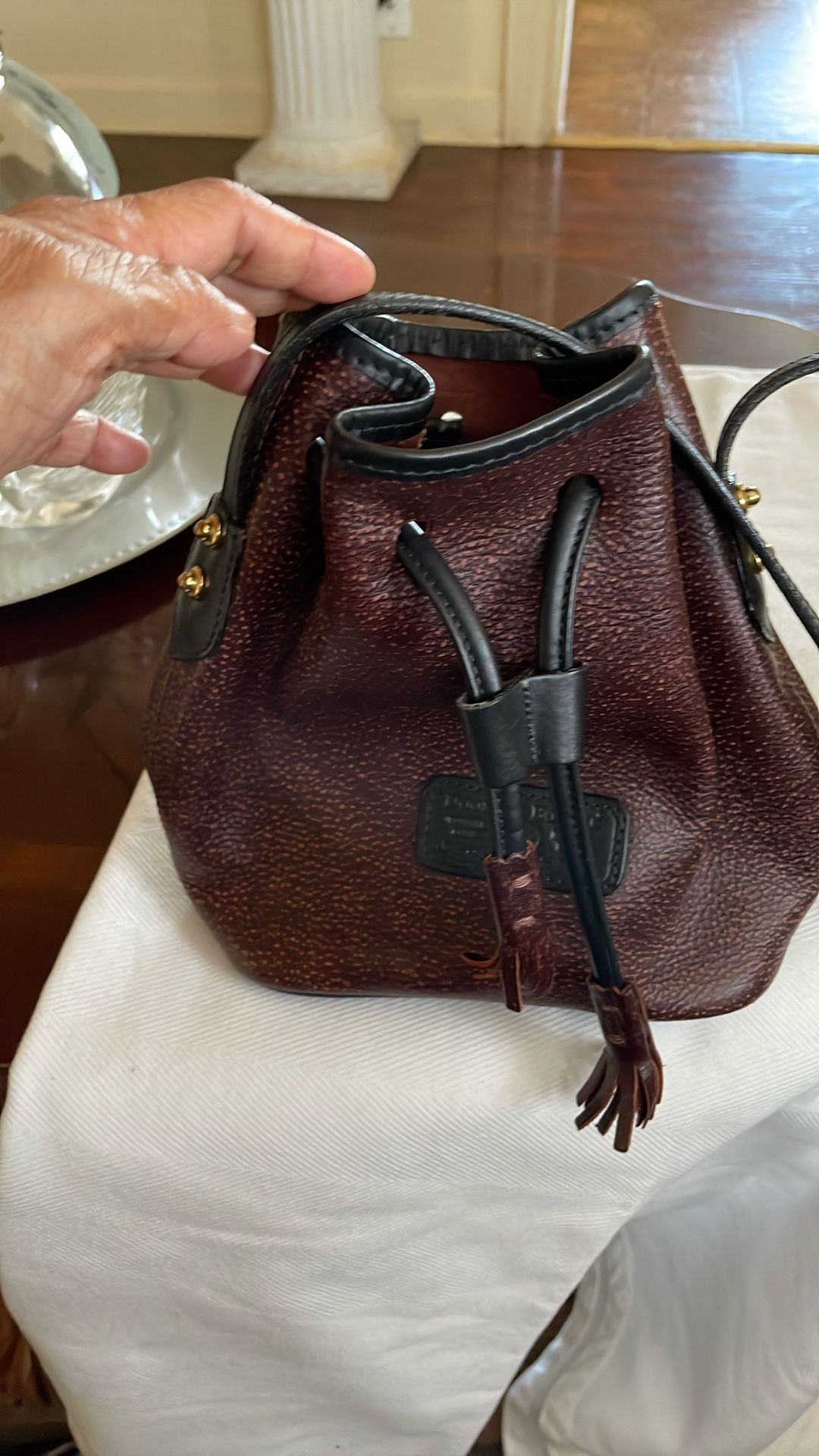 Vintage Dooney Burke Bucket Bag Drawstring Brown