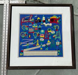 15.5x15.5 Huxian or Jindhan Peasant 24x24 framed Painting