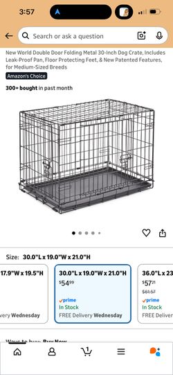 New World Double Door Folding Metal 30-Inch Dog Crate, Includes Leak-Proof Pan, Floor Protecting Feet, & New Patented Features, for Medium-Sized Breed