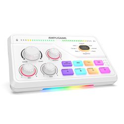 New-FIFINE SC8 Gaming Audio Mixer for XLR Microphone, Game and Chat Mix Button with Software, 3 Channel Audio Interface for Volume Control, 48V Power,