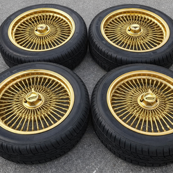 “17” Gold Player wire wheels. Used but straight. Spokes tight. Missing 1 knockoff (easy replacement). Located in NJ/NYC area. $2000 OBO. Serious buyer