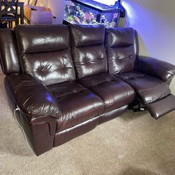 Leather sofa and loveseat