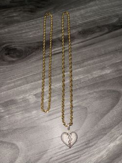 Rope Chain in 10K and Pendant