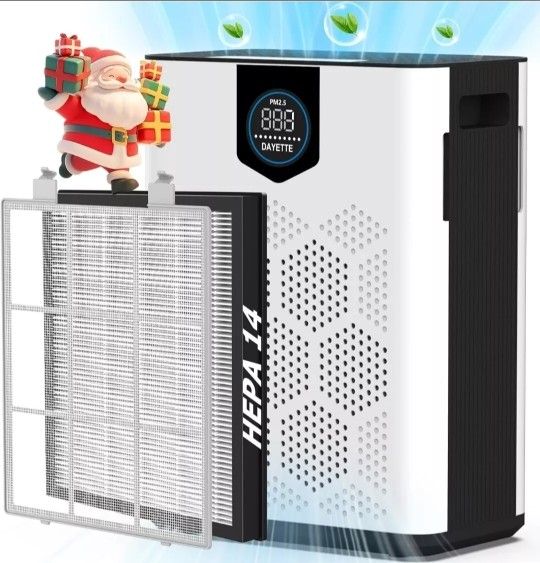 Air Purifiers for Home Large Room, H14 Hepa filter with Washable White