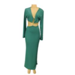Women Piece Skirt And Cardigan Sz XXL Green