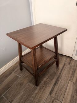 Dark Wood Side Table with Lower Shelf