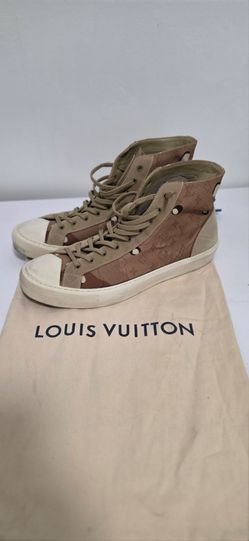 Louis Vuitton Monogram Camo Brown High Top Sneakers Tan Suede Men's Size 9