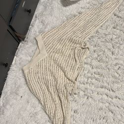 Crochet Knit Cover-Up Top | Cream | Lightweight Beach Shirt