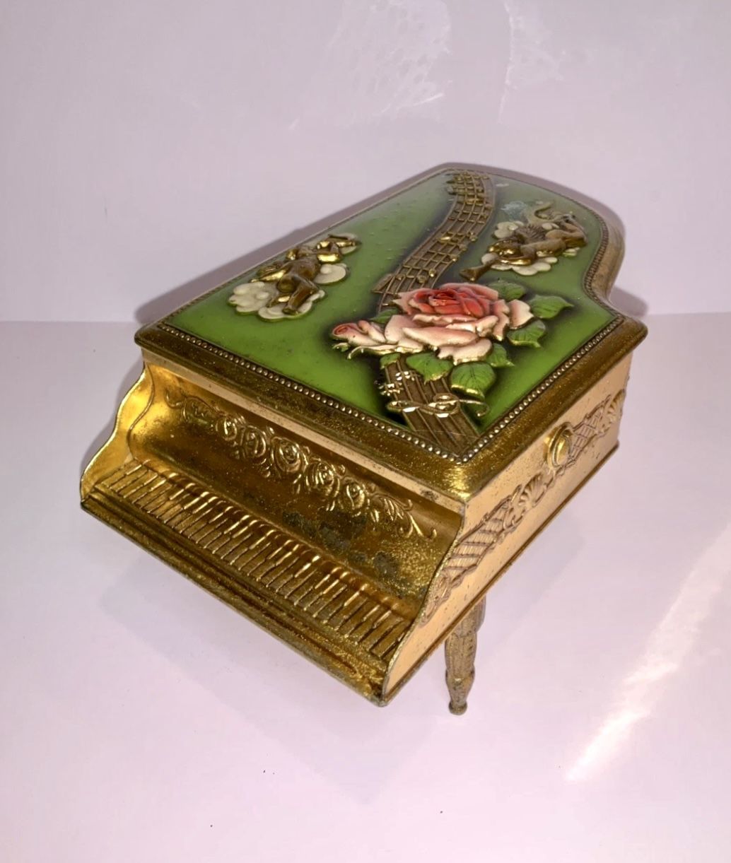 Vintage Grand Piano Music/Cigarette Jewelry Box, Made In Occupied Japan