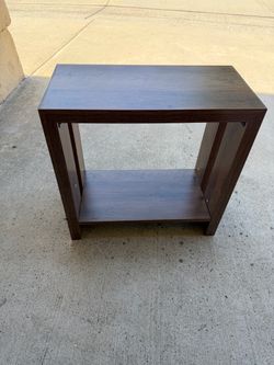 Dark Brown Wood End Table with Lower Shelf Heavy Duty