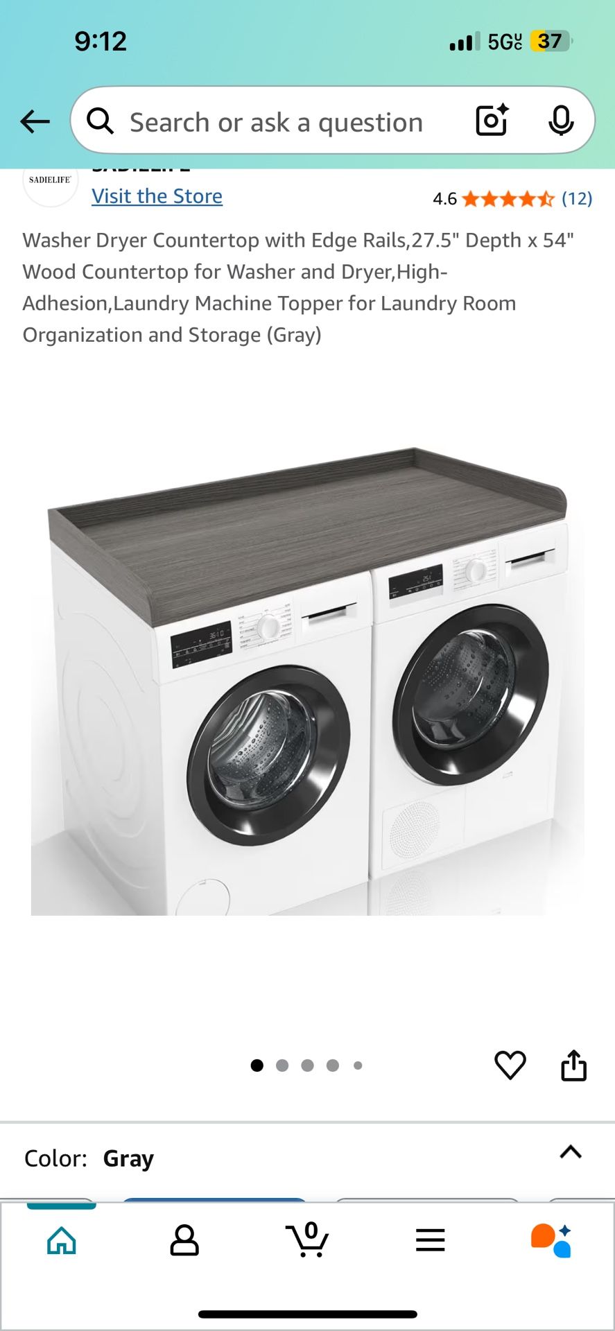 Washer Dryer Countertop with Edge Rails