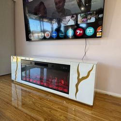 🔥 TV Stand con Chimenea y Luces LED – SOLO $53 de Enganche 🔥
