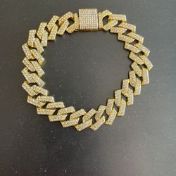Golden Zircon Bracelet Men Metal