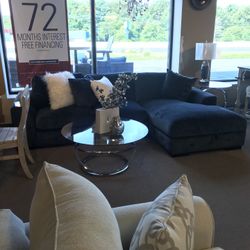 Blue Sectional With Storage Chaise Available For Immediate Delivery 