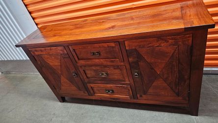 *Solid Hardwood Cherry Sideboard Cabinet Storage Media Console Buffet*