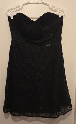 Black strapless lace & sequin dress