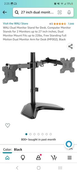 WALI Dual Monitor Mount (FITS UPTO 27 OR 24 INCH DISPLAYS)