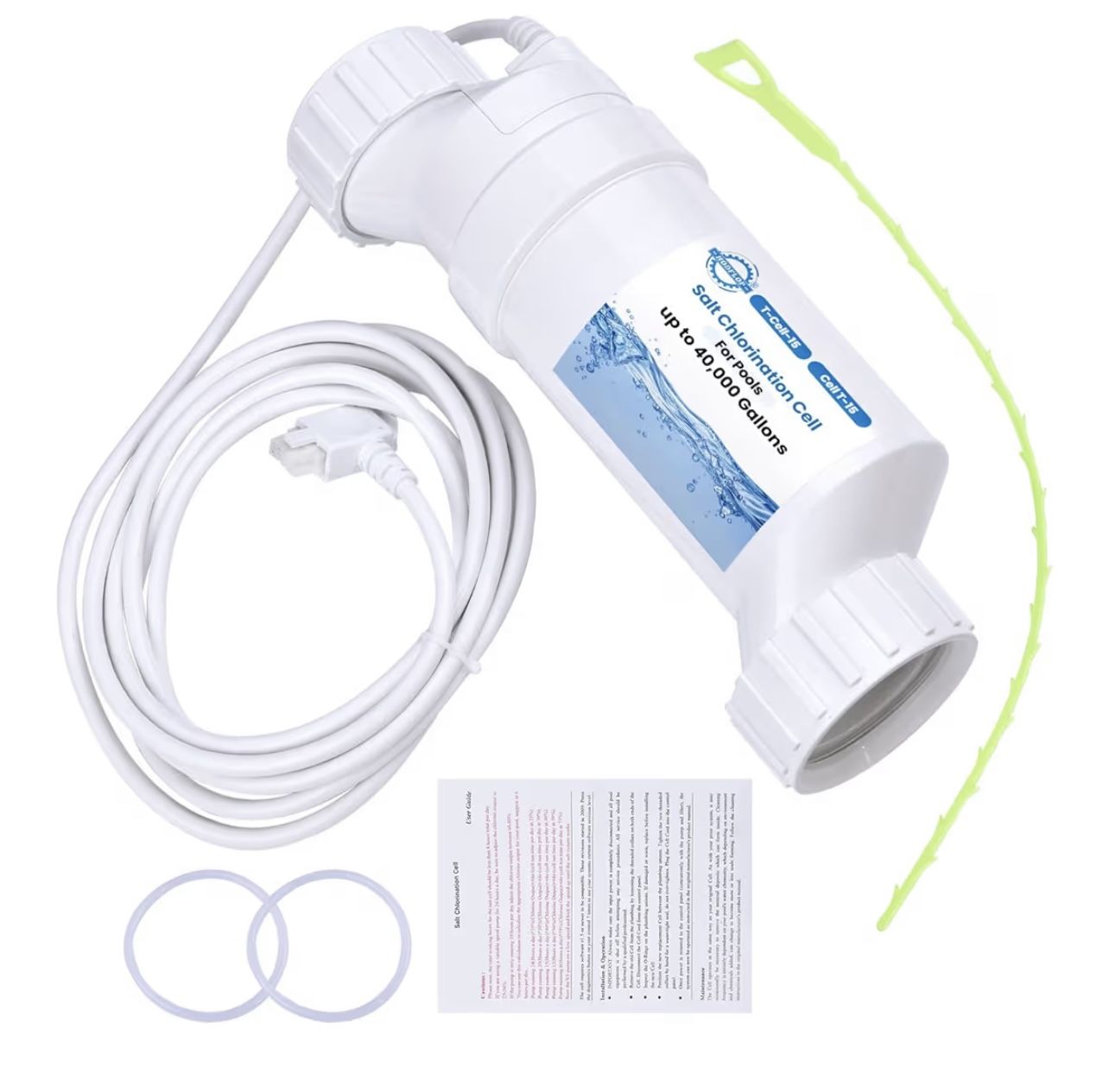 Hodflop W3T-CELL-15 Salt ChIorination Cell up to 40,000 Gallons Pool Compatible with Hayward TurboCell T-15 Salt Cell for In-Ground Swimming Pools T-C