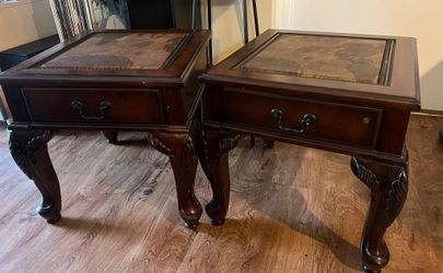 Vintage World Map Solid Wood Side Tables