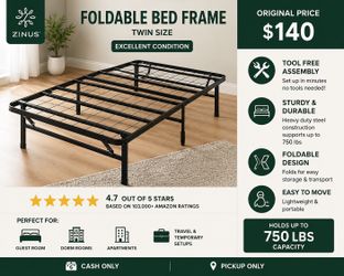 Zinus Twin Foldable Metal Bed Frame – Excellent Condition – $75 OBO