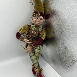 Christmas  PIXIE ELF 18" WIREFRAME POSEABLE DOLL Gold  hat Hobby Lobby