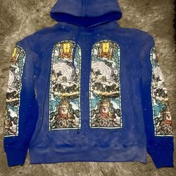 Blue Who Decides War Chalice Embroidered Hoodie US M