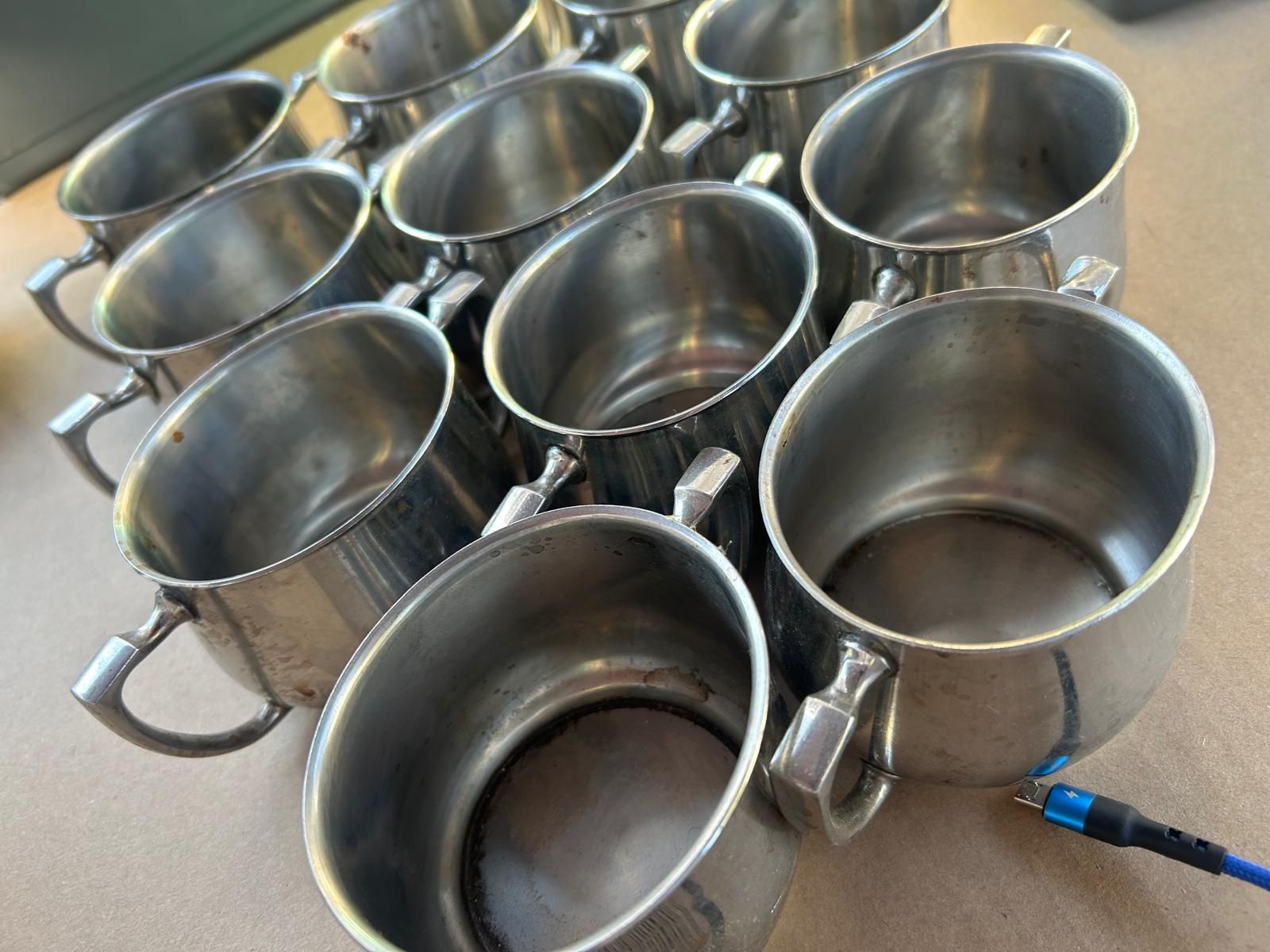 Huge Stainless Steel Restaurant Lot — Creamers, Teapots, Bowls, Cups (40+ Pieces)