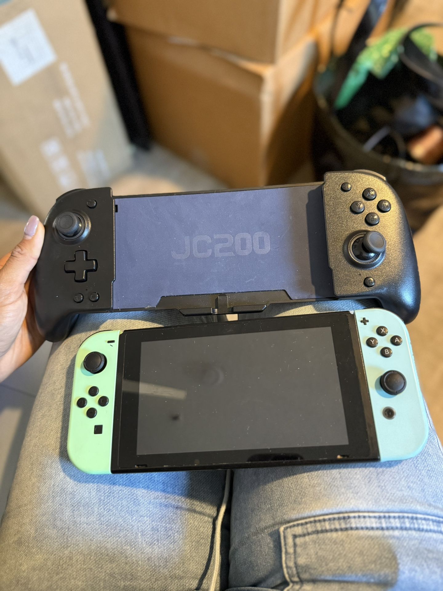Nintendo Switch Console w/ Joy-Cons + JC200 Wireless Controller & PowerA Grip – Bundle
