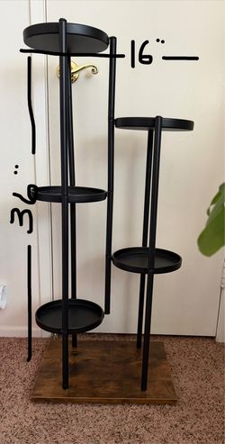36” 5 tier black metal plant stand